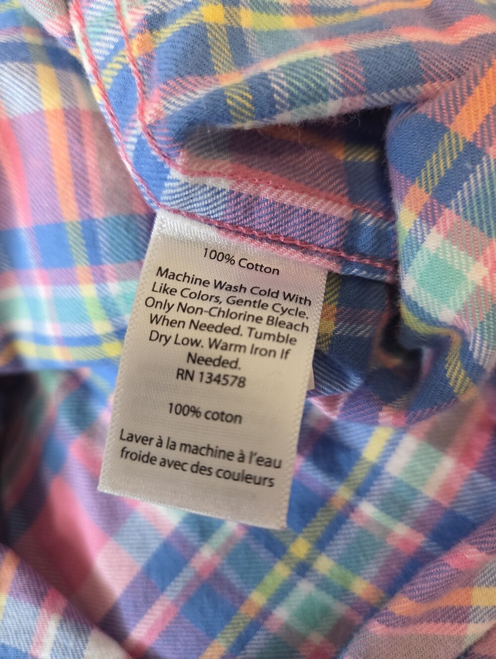 Vineyard Vines Pink, Blue & Green Plaid Flannel Button-Up Shirt Boys Whale Shirt - Picture 9 of 9